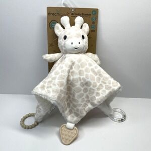 Dream Gro Giraffe Soft Plush Sensory Activity Blankie Teether Rattle Ring Toy